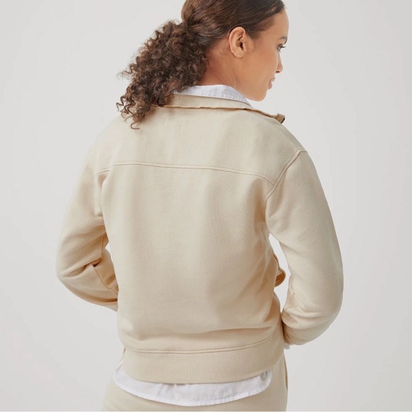 Pact | Essential Loopback Terry Quarter Zip Sweatshirt | Sandshell | M - Picture 3 of 7